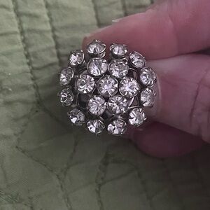 ESTATE VTG STATEMENT RHINETSTONE FLOWER CLUSTER COCKTAIL RING-SZ 8.5 ADJUSTABLE